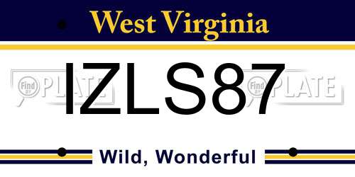 IZLS87 West Virginia License Plate