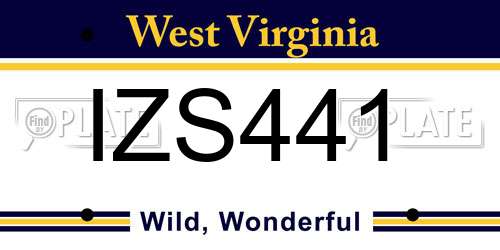 IZS441 West Virginia License Plate