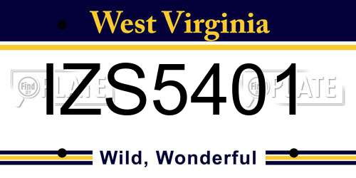 IZS5401 West Virginia License Plate