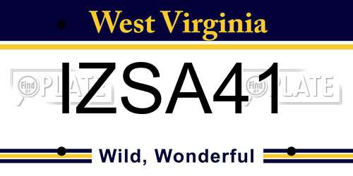 IZSA41 West Virginia License Plate