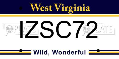 IZSC72 West Virginia License Plate