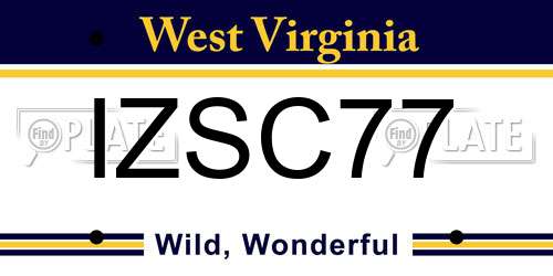 IZSC77 West Virginia License Plate