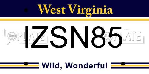 IZSN85 West Virginia License Plate
