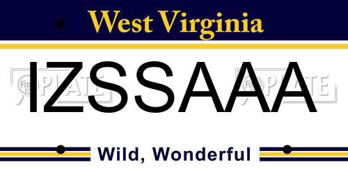 IZSSAAA West Virginia License Plate