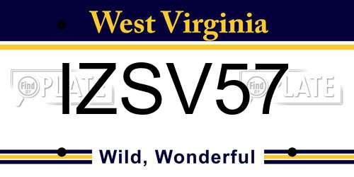 IZSV57 West Virginia License Plate
