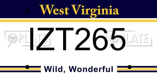 IZT265 West Virginia License Plate