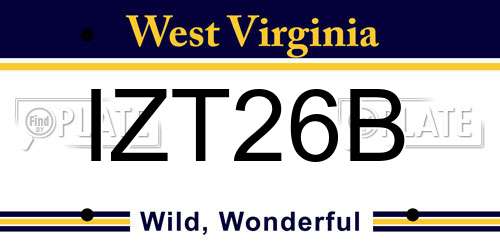 IZT26B West Virginia License Plate