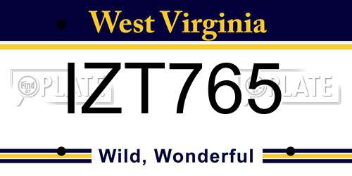 IZT765 West Virginia License Plate