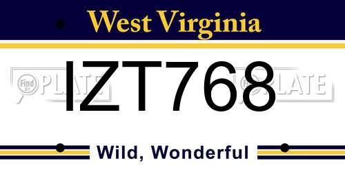 IZT768 West Virginia License Plate