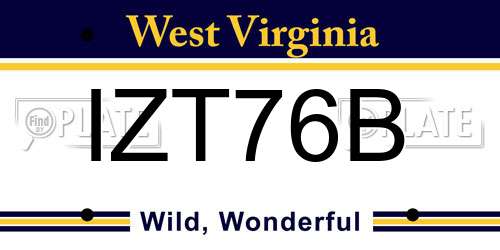 IZT76B West Virginia License Plate