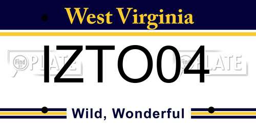 IZTO04 West Virginia License Plate