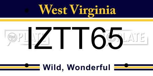 IZTT65 West Virginia License Plate