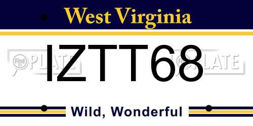 IZTT68 West Virginia License Plate