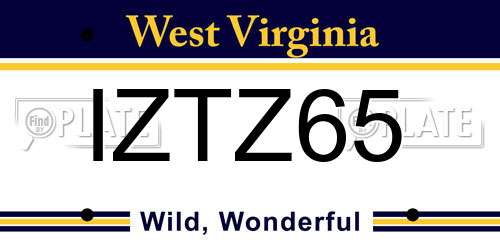 IZTZ65 West Virginia License Plate