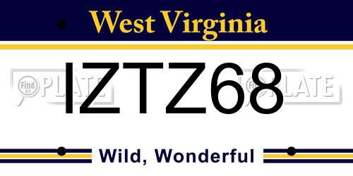 IZTZ68 West Virginia License Plate