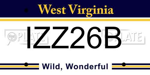 IZZ26B West Virginia License Plate