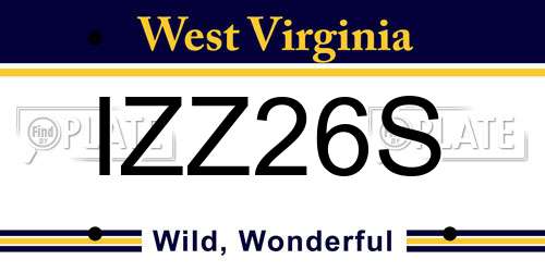 IZZ26S West Virginia License Plate
