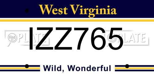 IZZ765 West Virginia License Plate
