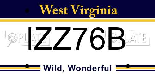 IZZ76B West Virginia License Plate