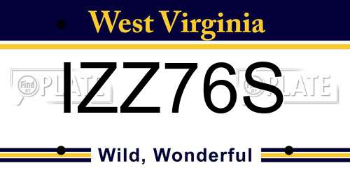 IZZ76S West Virginia License Plate