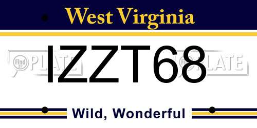 IZZT68 West Virginia License Plate
