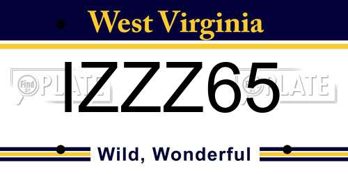 IZZZ65 West Virginia License Plate