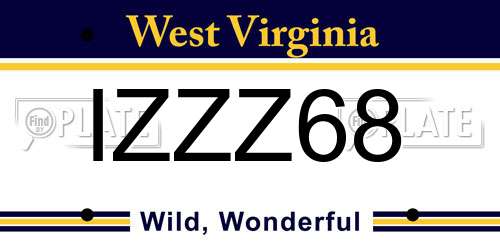 IZZZ68 West Virginia License Plate
