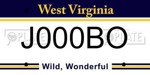 J000BO West Virginia License Plate