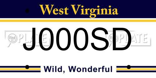 J000SD West Virginia License Plate
