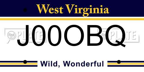 J00OBQ West Virginia License Plate