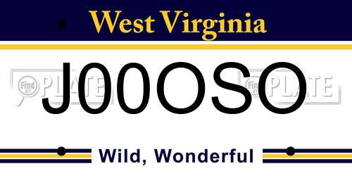 J00OSO West Virginia License Plate