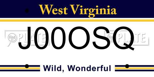 J00OSQ West Virginia License Plate