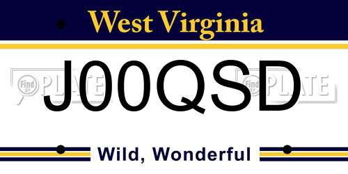 J00QSD West Virginia License Plate