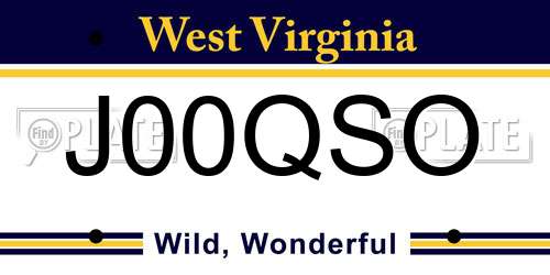 J00QSO West Virginia License Plate