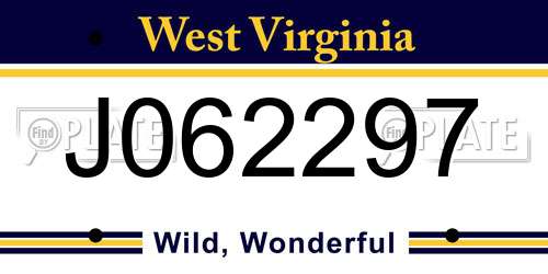 J062297 West Virginia License Plate