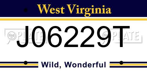 J06229T West Virginia License Plate