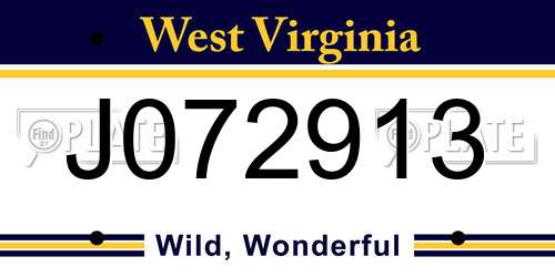 J072913 West Virginia License Plate