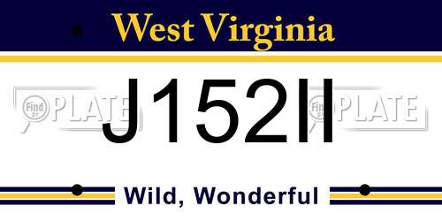 J152II West Virginia License Plate