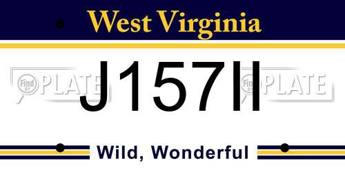 J157II West Virginia License Plate