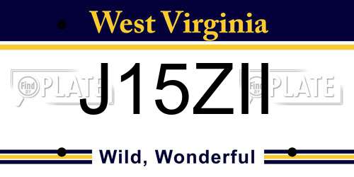 J15ZII West Virginia License Plate