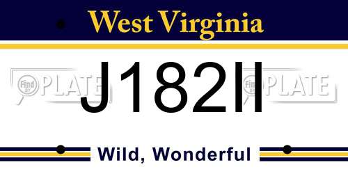 J182II West Virginia License Plate