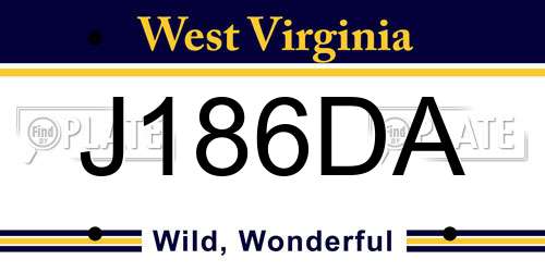 J186DA West Virginia License Plate