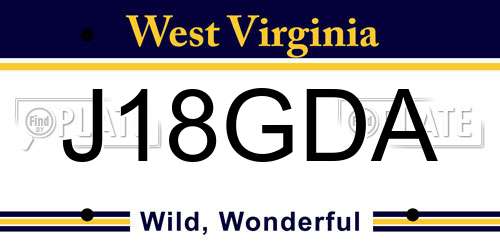 J18GDA West Virginia License Plate