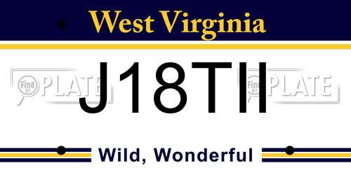 J18TII West Virginia License Plate