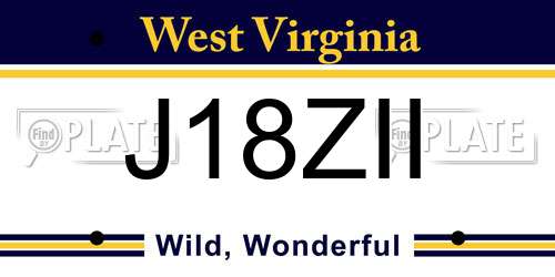 J18ZII West Virginia License Plate
