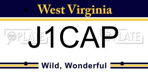 J1CAP West Virginia License Plate