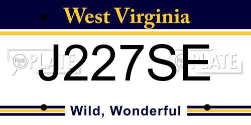 J227SE West Virginia License Plate