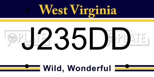 J235DD West Virginia License Plate