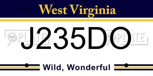J235DO West Virginia License Plate
