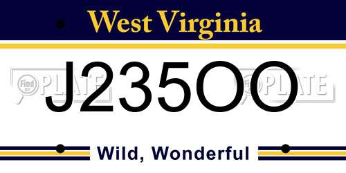 J235OO West Virginia License Plate